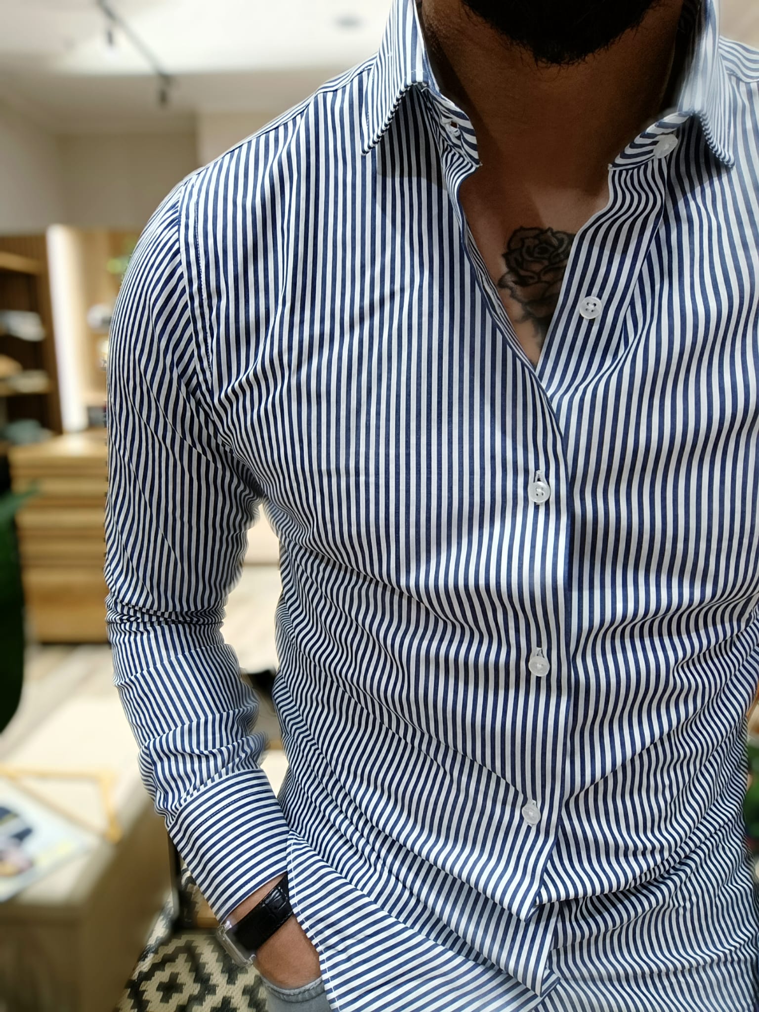 Camicia Mille righe blu